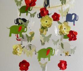 Elephant, Flower and Butterfly Baby Mobile 
