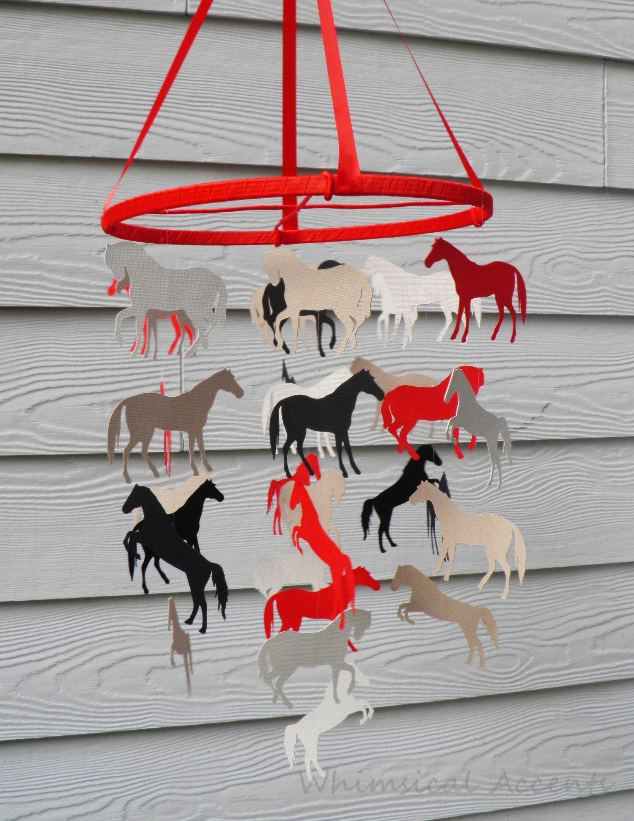 Horse Nursery Decorative Baby Mobile In Red, Black, Cream And Tan on Luulla